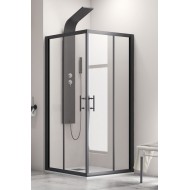 Karag Flora 100 BLACK Μαύρη Καμπίνα Ντουζιέρας Μπάνιου με Συρόμενη Πόρτα 70Χ100Χ190cm Clear Glass