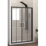 1 Karag Flora 600 BLACK Καμπίνα Ντουζιέρας Μπάνιου Ευθεία με Συρόμενες Πόρτες 150x190cm Clear Glass
