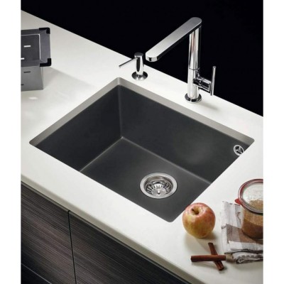 Pyramis Tetragon 1B Υποκαθήμενος Νεροχύτης από Συνθετικό Γρανίτη 50x40cm Carbon  070066611