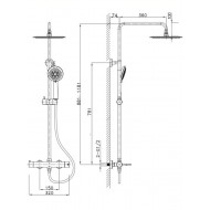 Orabella Elegance Ρυθμιζόμενη Στήλη Ντουζ με Μπαταρία 88-118cm Black Mat 10247