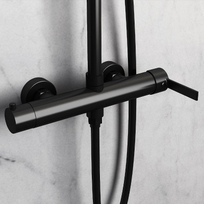 Orabella Elegance Ρυθμιζόμενη Στήλη Ντουζ με Μπαταρία 88-118cm Black Mat 10247