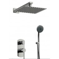 Orabella Elegance Square Σετ Μίκτης, Τηλέφωνο & Κεφαλή Μπαταρια Εντοιχισμου Ντους 2 Εξόδων Ασημί 10303