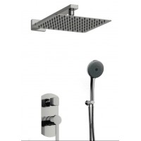 Orabella Elegance Square Σετ Μίκτης, Τηλέφωνο & Κεφαλή Μπαταρια Εντοιχισμου Ντους 2 Εξόδων Ασημί 10303