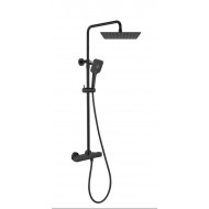 Orabella Elegance Square Ρυθμιζόμενη Στήλη Ντουζ με Μπαταρία 88-118cm Black Mat 10306