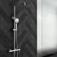 Orabella Terra Ρυθμιζόμενη Στήλη Ντουζ με Μπαταρία 88-118cm Brushed Nickel 10317