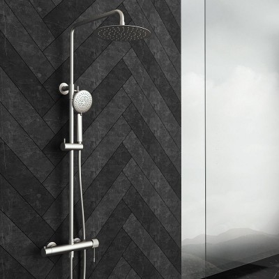 Orabella Terra Ρυθμιζόμενη Στήλη Ντουζ με Μπαταρία 88-118cm Brushed Nickel 10317