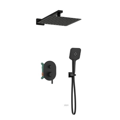 Orabella Marea Σετ Μίκτης, Τηλέφωνο & Κεφαλή Μπαταρια Εντοιχισμου Ντους 2 Εξόδων Black Mat 10411