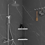 Orabella Oval Ρυθμιζόμενη Στήλη Ντουζ με Μπαταρία 88-118cm Chrome 10460