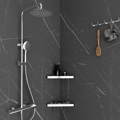 Orabella Oval Ρυθμιζόμενη Στήλη Ντουζ με Μπαταρία 88-118cm Chrome 10460