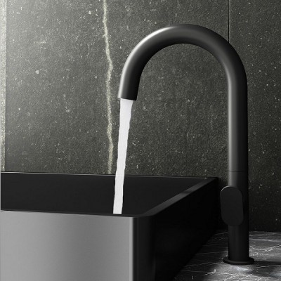 Orabella Oval Αναμεικτική Μπαταρία Νιπτήρα Ψηλή Black Matt 10462