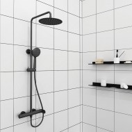 Orabella Oval Ρυθμιζόμενη Στήλη Ντουζ με Μπαταρία 88-118cm Black Matt 10467