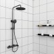 Orabella Oval Ρυθμιζόμενη Στήλη Ντουζ με Μπαταρία 88-118cm Black Matt 10467