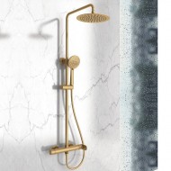 Orabella Oval Ρυθμιζόμενη Στήλη Ντουζ με Μπαταρία 88-118cm Brushed Gold 10473