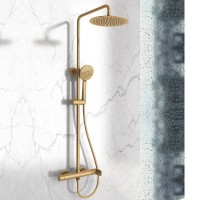 Orabella Oval Ρυθμιζόμενη Στήλη Ντουζ με Μπαταρία 88-118cm Brushed Gold 10473