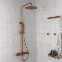Orabella Oval Ρυθμιζόμενη Στήλη Ντουζ με Μπαταρία 88-118cm Brushed Rose Gold 10479