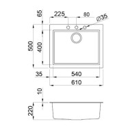 ELLECI QUADRA 110 GRANITEK 61X50X20 ΝΕΡΟΧΥΤΗΣ ΚΟΥΖΙΝΑΣ ΓΡΑΝΙΤΗΣ NERO