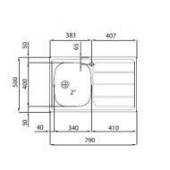 Foster 1000 1179561 Αριστερή Ποδιά Ένθετος Νεροχύτης Inox 79x50cm Ασημί