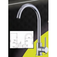 Gloria Gini Μπαταρία Κουζίνας Πάγκου Chrome (18-1270)