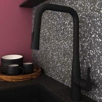 Orabella Comfort Ψηλή Μπαταρία Κουζίνας Πάγκου Με Ντουζ Black Mat 20123