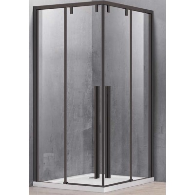 Karag Santorini 100 NR-10 Μαύρη Καμπίνα Ντουζιέρας Μπάνιου με Συρόμενη Πόρτα 100Χ110Χ200cm Clear Glass Nero
