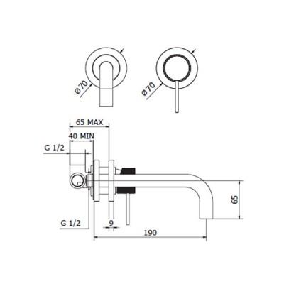 TEOREMA LAB Brushed Nickel - Μπαταρια Εντοιχισμού Νιπτήρα 213181