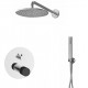 Karag Joan Marmo nero 24668-MN-SET Σετ Μίκτης, Τηλέφωνο & Κεφαλή Μπαταρια Εντοιχισμου Ντους 2 Εξόδων Inox Nero