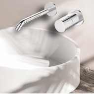 Karag Joan Brass Pattern 24686-425A-BP Σετ Μίκτης & Στόμιο Μπαταρια Εντοιχισμού Νιπτήρα 1 Εξόδου Inox Chrome