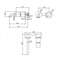 Karag Joan Brass Pattern 24686-425A-BP Σετ Μίκτης & Στόμιο Μπαταρια Εντοιχισμού Νιπτήρα 1 Εξόδου Inox Chrome