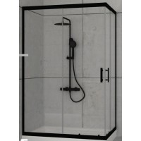 Orabella Stardust Easy Fix Μαύρη Καμπίνα Ντουζιέρας Μπάνιου με Συρόμενη Πόρτα 70Χ120Χ200cm Clear Glass Black 30654
