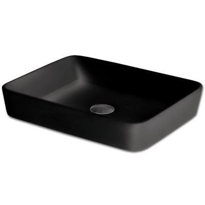 Gloria Lungo Como Επικαθήμενος Νιπτήρας Πορσελάνης 48.5x37.5cm Μαύρος (38-2074)