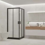 Gloria Nera America Καμπίνα Ντουζιέρας με Συρόμενη Πόρτα 90x90x190cm Black (38-5490)