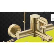 Gloria Gini Brushed Gold  Αναμεικτική Μπαταρία Μπανιέρας Πλήρες Σετ Χρυσή (41-0903)