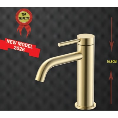 Gloria Gini Brushed Gold  ST/ST Αναμεικτική Μπαταρία Νιπτήρα Χρυσή (41-1001)