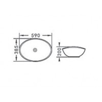 KLP Ovale Επικαθήμενος Νιπτήρας Πορσελάνης 59x38.5cm Λευκός  444909