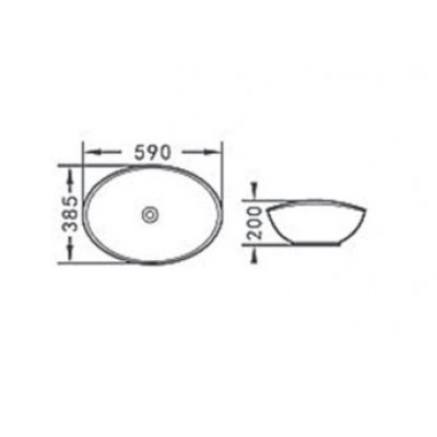 KLP Ovale Επικαθήμενος Νιπτήρας Πορσελάνης 59x38.5cm Λευκός  444909