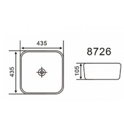 KLP Emma Επικαθήμενος Νιπτήρας Πορσελάνης 43,5x43,5cm Μαύρος  448726MB
