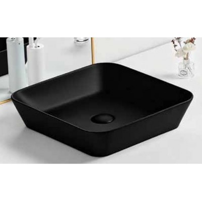KLP Emma Επικαθήμενος Νιπτήρας Πορσελάνης 43,5x43,5cm Μαύρος  448726MB