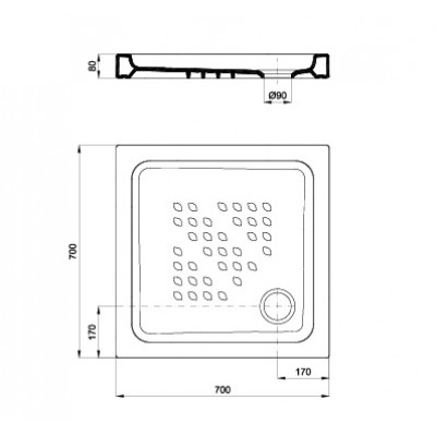 Sanitana Calisson Τετράγωνη Πορσελάνινη Ντουζιέρα 70x70x8cm Λευκή 5421707