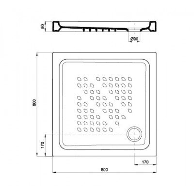 Sanitana Calisson Τετράγωνη Πορσελάνινη Ντουζιέρα 80x80x8cm Λευκή 5421808