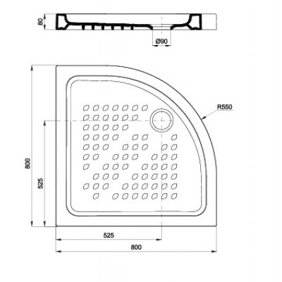 Sanitana Calisson 80X80X8 - Ντουσιέρα Πορσελάνης 5422808