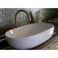 Gloria New Style Oval Επικαθήμενος Νιπτήρας Πορσελάνης 59x40.5cm Λευκός (11-0506)