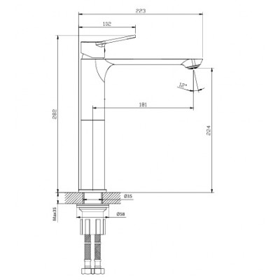 Kls Roma Μπαταρία Νιπτήρα Chrome 690212