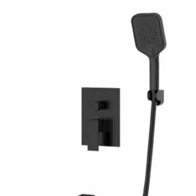 KLS Atena 690542MB Σετ Μίκτης, Τηλέφωνο & Κεφαλή Μπαταρια Εντοιχισμου Ντους 2 Εξόδων Black Matt
