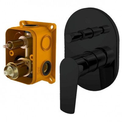 KLS Lux 690642MB Μίκτης Μπαταρίας Εντοιχισμού Ντουζιέρας 2 Εξόδων Black