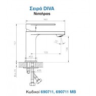 Kls Diva Μπαταρία Νιπτήρα Ασημί 690711