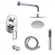 KLS Diva 690742 Σετ Μίκτης, Τηλέφωνο & Κεφαλή Μπαταρια Εντοιχισμου Ντους 2 Εξόδων Inox Chrome