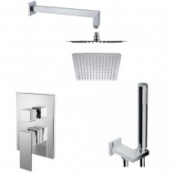 KLS Ria 690842 Σετ Μίκτης, Τηλέφωνο & Κεφαλή Μπαταρια Εντοιχισμου Ντους 2 Εξόδων Inox Chrome