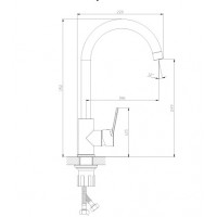 Kls Roma Ψηλή Μπαταρία Κουζίνας Πάγκου Ασημί 699000