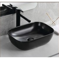 Gloria Elegan-4 Επικαθήμενος Νιπτήρας Πορσελάνης 46.5x33cm Black Matt (81-8417)