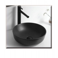Gloria Solante-3 Επικαθήμενος Νιπτήρας Πορσελάνης 42x42cm Black Matt (81-8428)